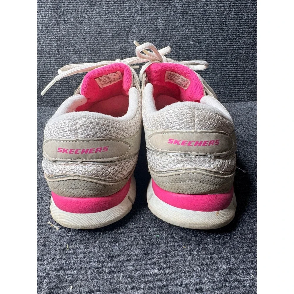 Skechers Flex Women 8.5 Light Grey Hot Pink Athletic Sneakers 22118 LGPK